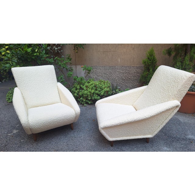 Mid-Century Modern Distex Model Armchairs in White Boucle by Gio Ponti for Manifattura Artigianale Italiana, 1990s, Set of 2 For Sale - Image 3 of 7