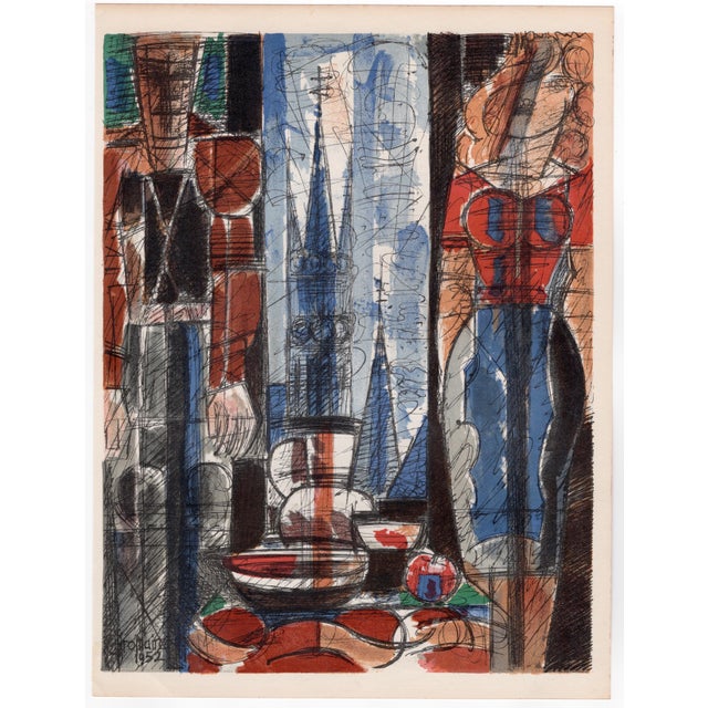 Marcel Gromaire (1882-1971) Nu de Dos (front) and Intérieur Flamand (back) Back Nude (front) and Flemish Interior (back)...