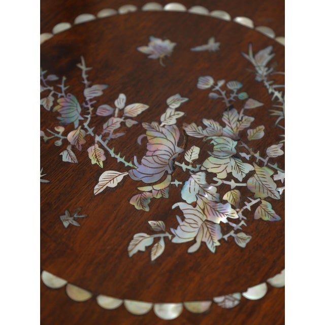 Pair of Vietnamese Mother of Pearl Inlaid Occasional Side Chairs For Sale - Image 10 of 18