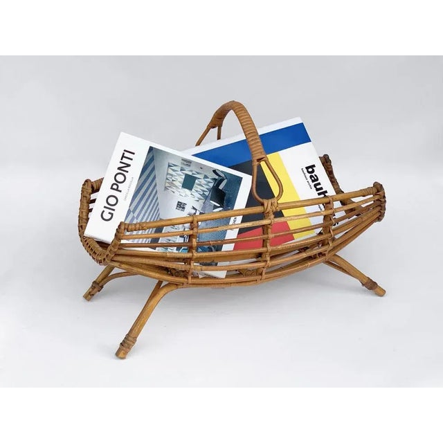 Mid-Century Italian French Riviera Bamboo & Rattan Magazine Rack, 1960s For Sale - Image 9 of 10