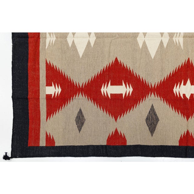 Modern Handmade Navajo Style Wool Area Rug – Contemporary Southwest Geometric For Sale In New York - Image 6 of 12