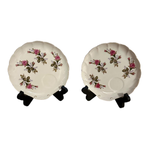 Vintage Moss Rose Japanese Snack Plates - A Pair