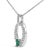 .925 Sterling Silver Created Green Emerald and White Sapphire Oval Shaped Pendant Necklace - 18" Inches For Sale - Image 4 of 5