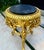 French-Style Gilded Side Table – Black Marble Top With Gold Leaf Floral Details For Sale - Image 4 of 8