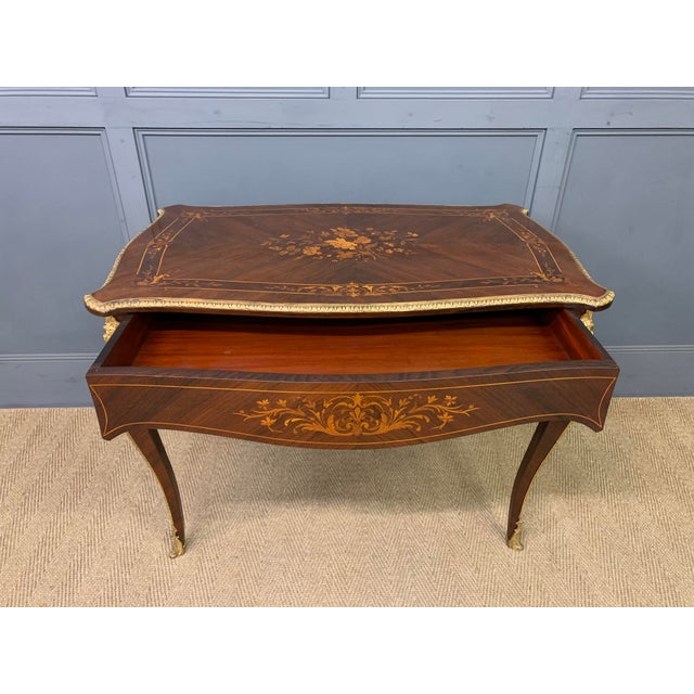 Late 19th Century Inlaid Rosewood Floral Marquetry Table, 1880 For Sale - Image 5 of 15