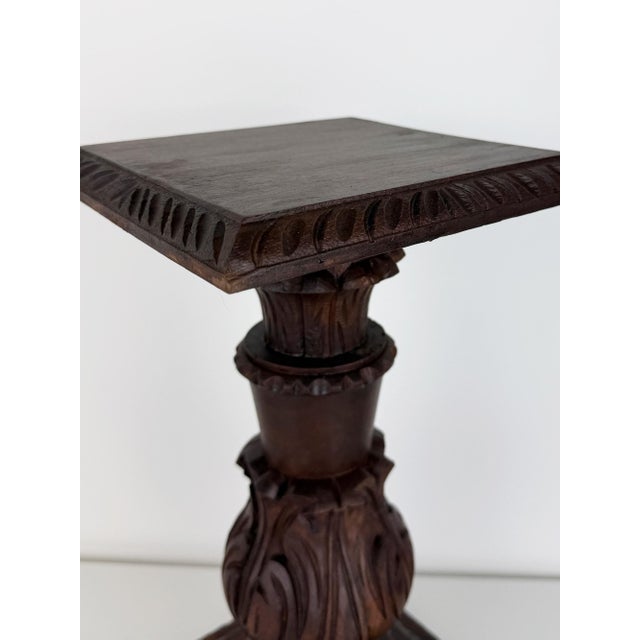 Antique Carved Wood Pedestal, 1890s For Sale - Image 4 of 17