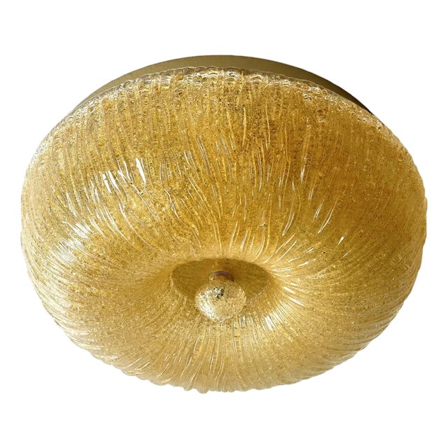 Venetian Amber Graniglia Budino Murano Glass Flush Mount by Simoeng for Simoeng For Sale