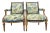 Pair of Manual Canovas Upholstered Antique French Louis XVI Gilt Large Arm Chairs Bergeres For Sale