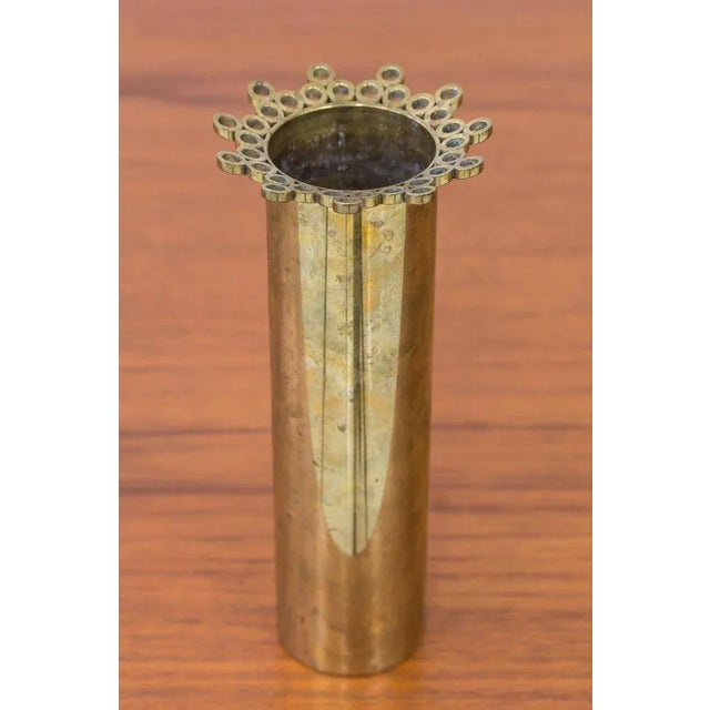 Rare vase designed by Pierre Forssell. Produced in Sweden by Skultuna ca 1994 (dated 1994). Made from solid brass. Good...