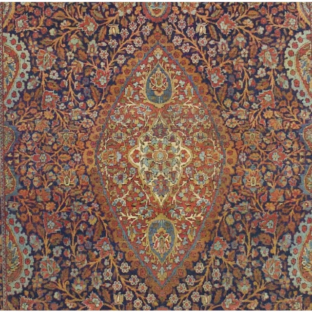 Late 19th Century Antique Persian Dabir Kashan Rug 4’4" X 6’6" For Sale - Image 5 of 5