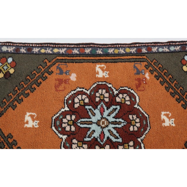 Textile "Vintage Turkish Kilim Rug – Burnt Orange Medallion, Handwoven Wool -1' 11'' X 2' 8'' For Sale - Image 7 of 11