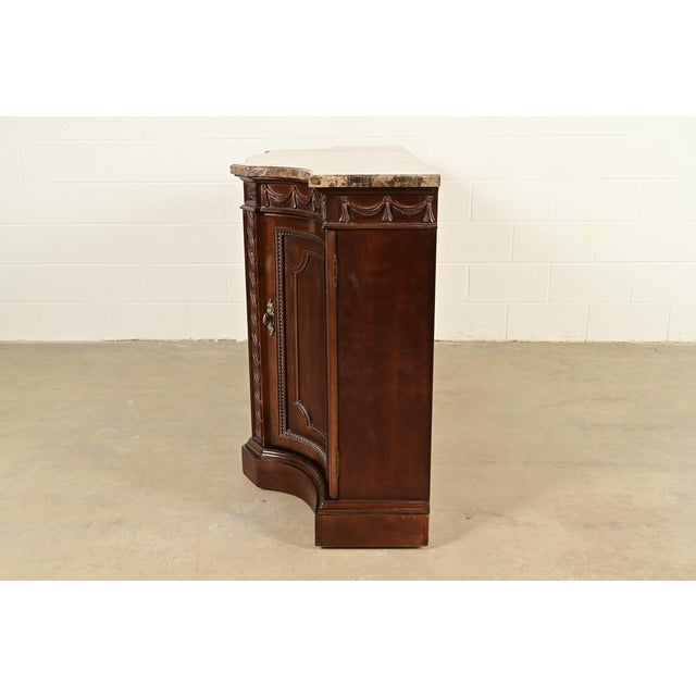 Bernhardt French Regency Louis XVI Carved Mahogany Marble Top Sideboard Credenza For Sale - Image 13 of 15