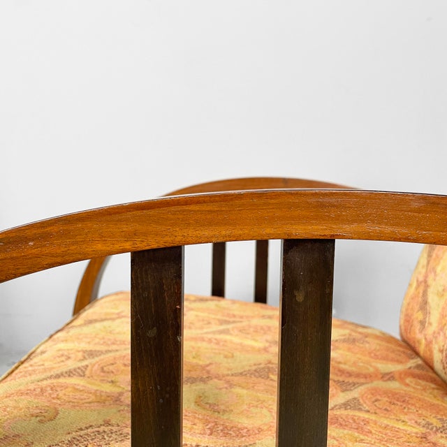 Art Deco Italian Armchairs in Wood and Fabric, 1930s, Set of 2 For Sale - Image 9 of 18