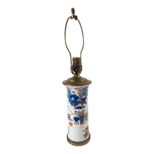 19th Century Chinese Wucai Gu Form Garniture Vase Table Lamp With Jiajing Mark