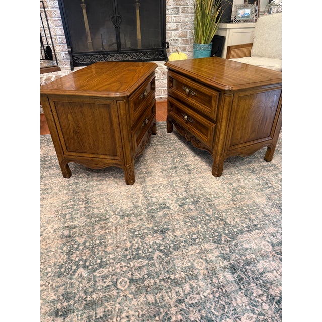 Drexel 1970s Drexel Cabernet French Provincial Two-Drawer Nightstands — A Pair For Sale - Image 4 of 12