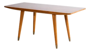 Wooden Coffee Table with Brass Tips, Italy, 1950s