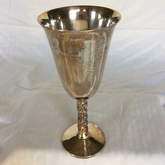 Silver Plated Wine Goblets With Floral Twist Stem Set of 2 Chairish