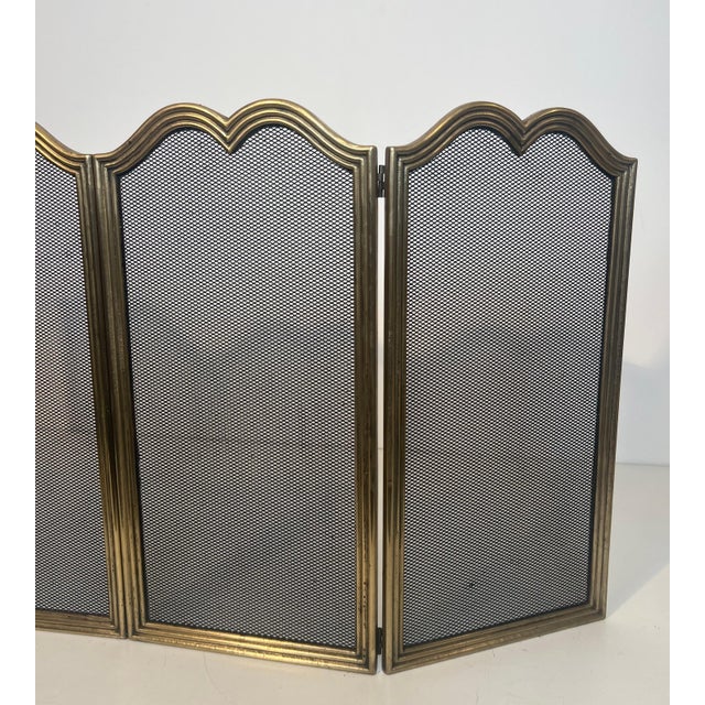 Brass Neoclassical style brass fireplace screen and 4 grate panels For Sale - Image 8 of 12