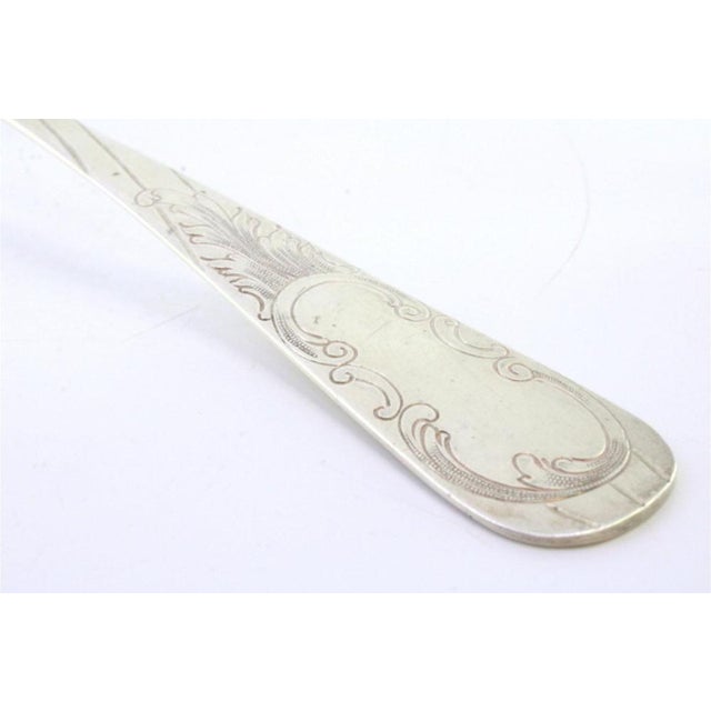 Shell-Shaped Silver Soup Ladle with Engraving and Monogram Card For Sale - Image 3 of 7