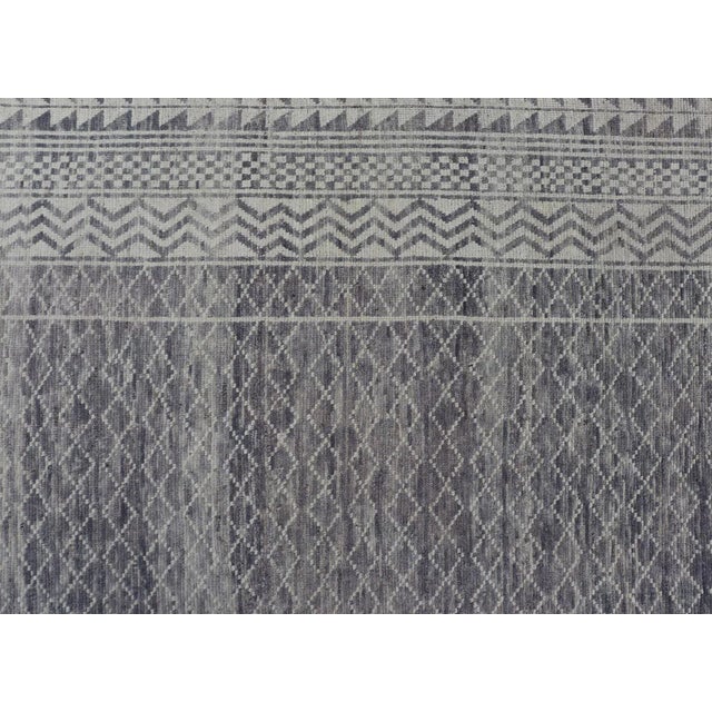 Tribal Modern Gray and Cream Piled Rug by Keivan Woven Arts, 10'1" X 12'0" For Sale - Image 3 of 12