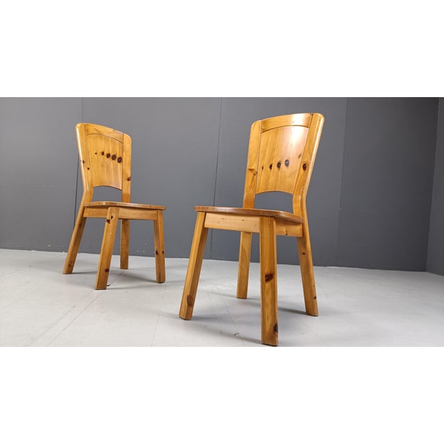 Vintage Pine Wood Dining Chairs, 1970s, Set of 6 For Sale - Image 9 of 12