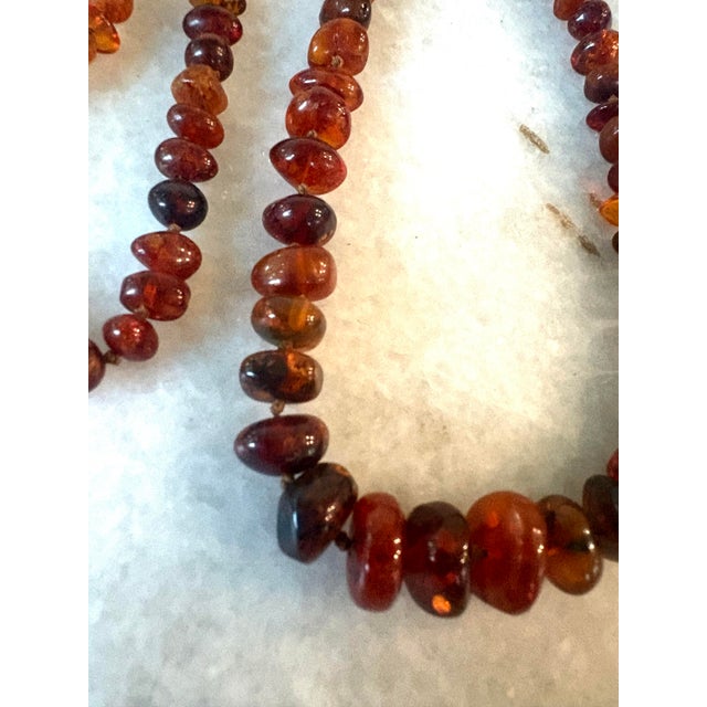 Contemporary Vintage Baltic, Amber, and Nodded Beaded Necklace For Sale - Image 3 of 3