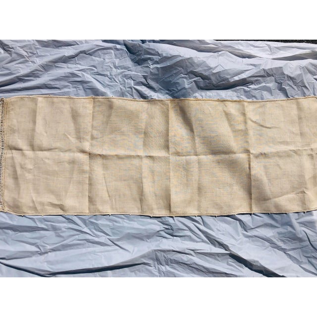 Shabby Chic Vintage Hand Crochet & Linnen Table Runner For Sale - Image 3 of 6