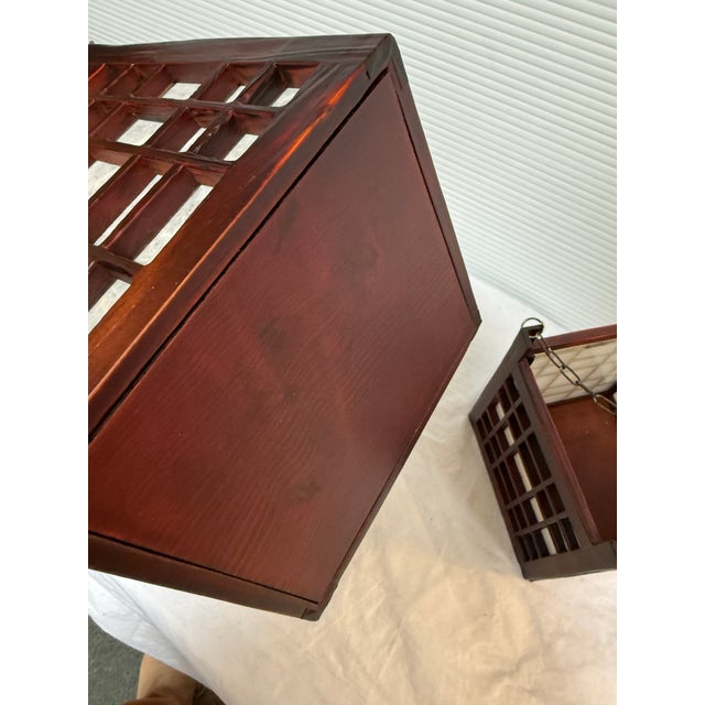 Late 20th Century Japanese Rosewood Candle Lanterns, Pair For Sale In San Francisco - Image 6 of 12