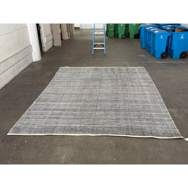 Modern 9ft X 12ft Modern Carpet Textured Wool Flatweave Area Rug For Sale - Image 3 of 12