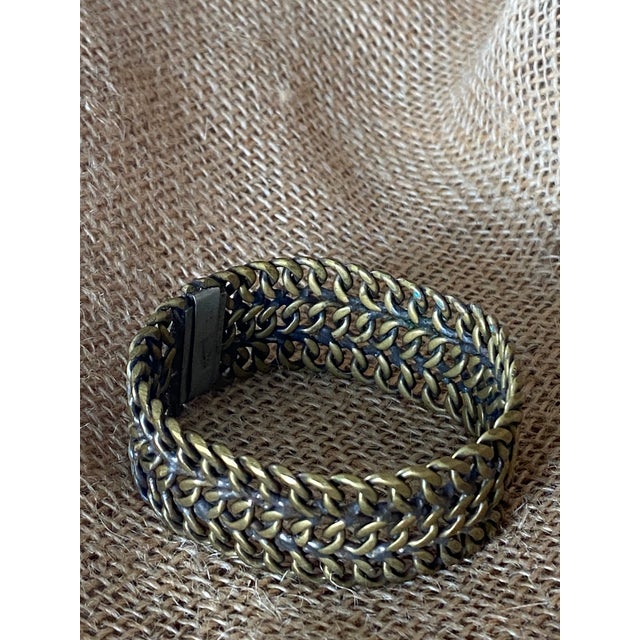 Wide Brass Link Bracelet (Mexico) For Sale - Image 9 of 12