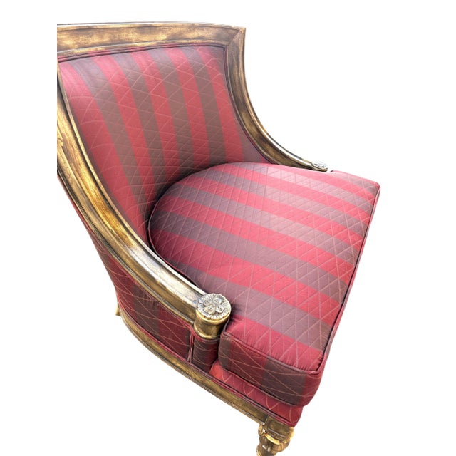 French Pair of French Style Gilded Extra Wide (Snuggle) Chairs For Sale - Image 3 of 5