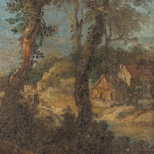 Landscape with Bridge, Oil on Canvas, Framed For Sale - Image 6 of 11