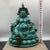 Stone Vintage Tibetan Style Turquoise Green Yellow Jambhala Wealth Deity Statue For Sale - Image 7 of 9