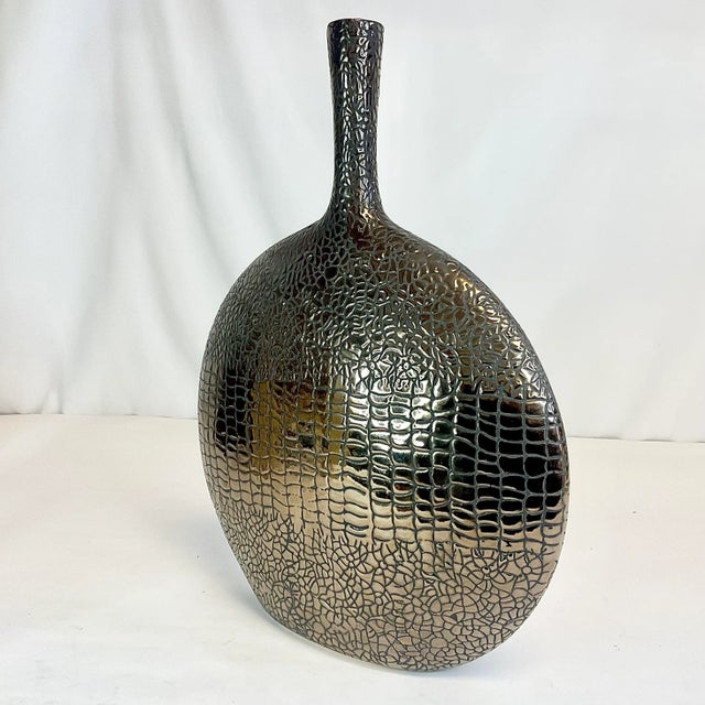 Contemporary 1980s Post Modern Contemporary Faux Reptile Ceramic Vase For Sale - Image 3 of 12