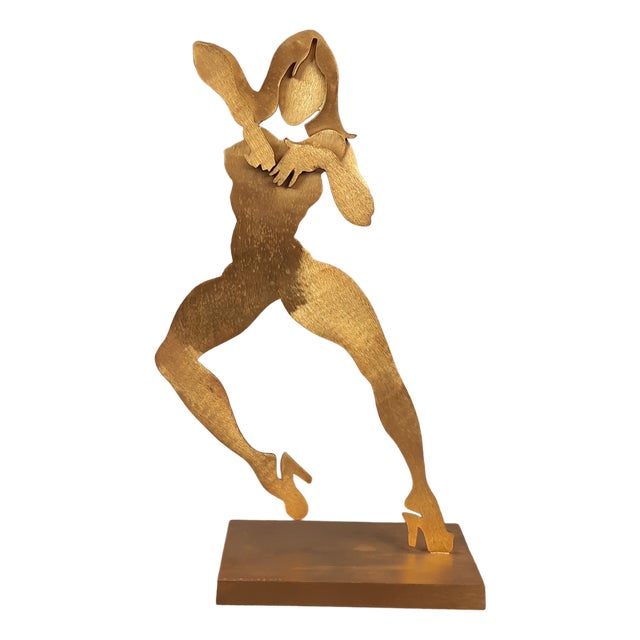 Modernist Dancing Woman in Brass by Giubak, 1970 For Sale