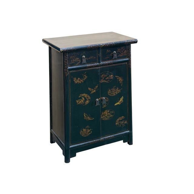 Elevate your living space with this exquisite, hand-painted Chinese-style cabinet, a true testament to timeless artistry...