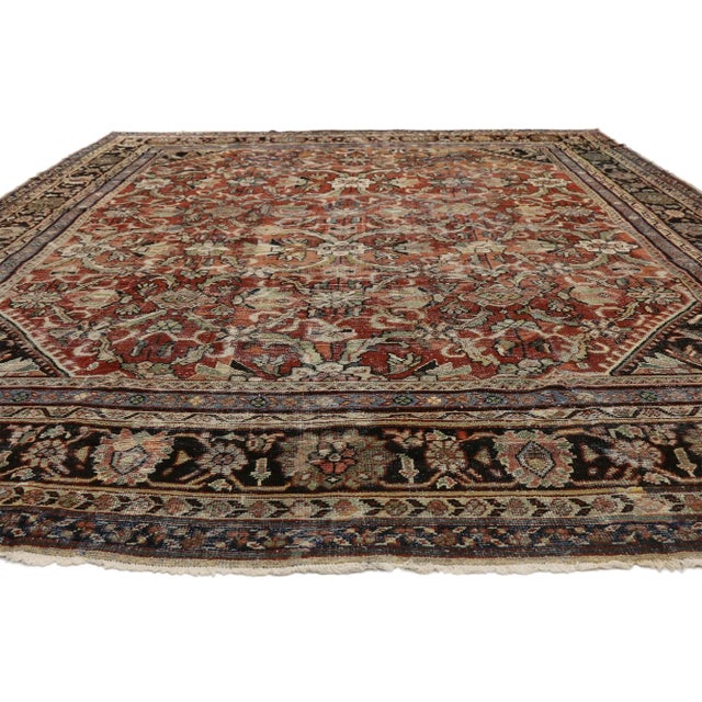 Rustic Vintage Persian Mahal Rug, 10'08 X 14'01 For Sale - Image 3 of 9