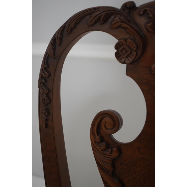 Set of Eight Baker George III Chippendale Style Burl Walnut Dining Room Chairs For Sale - Image 15 of 18