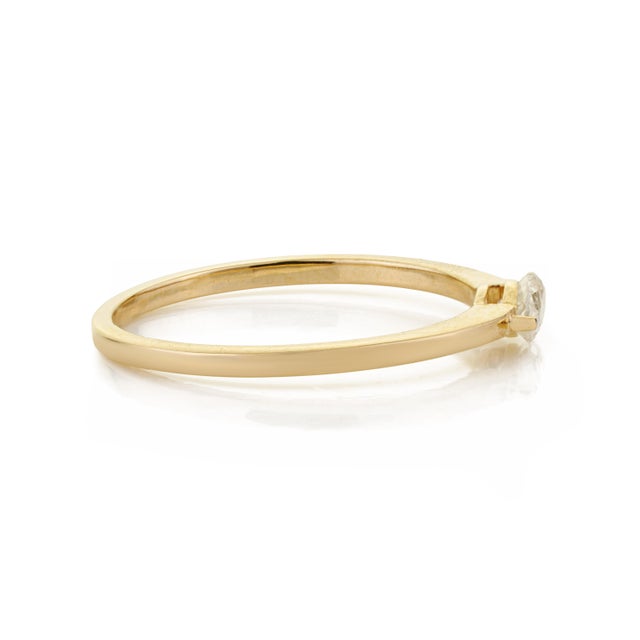Metal Modern Marquise Cut Diamond Solitaire Ring Size 4 in 14k Yellow Gold For Sale - Image 7 of 16