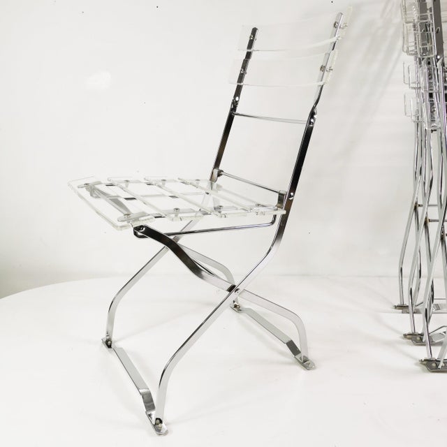Silver Vintage Folding Chairs from Maison & Jardin, 1970s, Set of 4 For Sale - Image 8 of 18