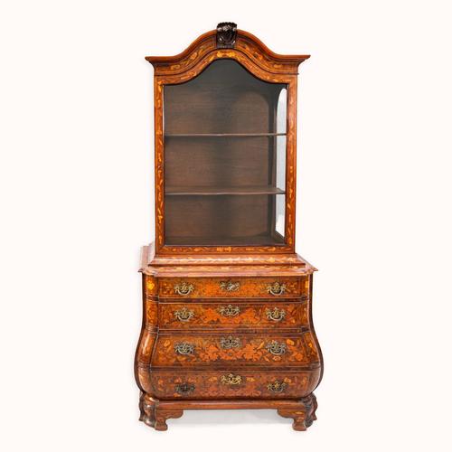 Small Antique Dutch Floral Marquetry Vitrine Cupboard For Sale - Image 15 of 15
