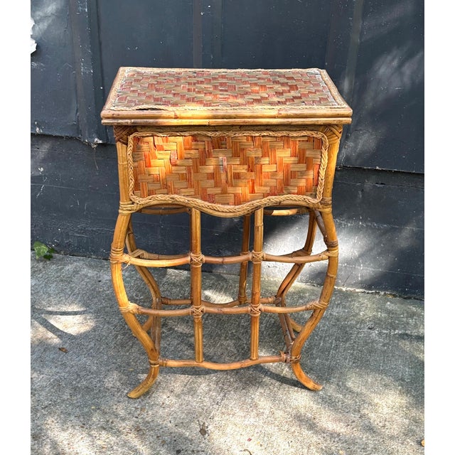 Wicker Wine Rack Storage Table | Chairish