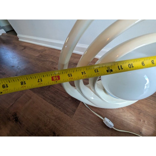 Vintage 1980s Art Deco Revival Ceramic Halo Rings Ellipse Table Lamp Opalescent For Sale - Image 4 of 11