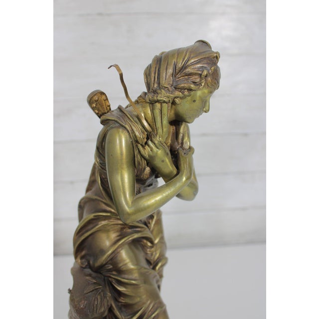 Antique 19th Century French Gilt Bronze Sculpture - Au Clair De La Lune by Eutrope Bouret - Signed 17-Inch Belle Epoque Figurine For Sale - Image 11 of 14