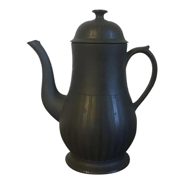 Antique 18th Century English Wedgwood Black Basalt Engine Turned Coffee Pot For Sale