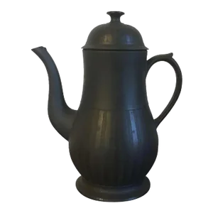 Antique 18th Century English Wedgwood Black Basalt Engine Turned Coffee Pot