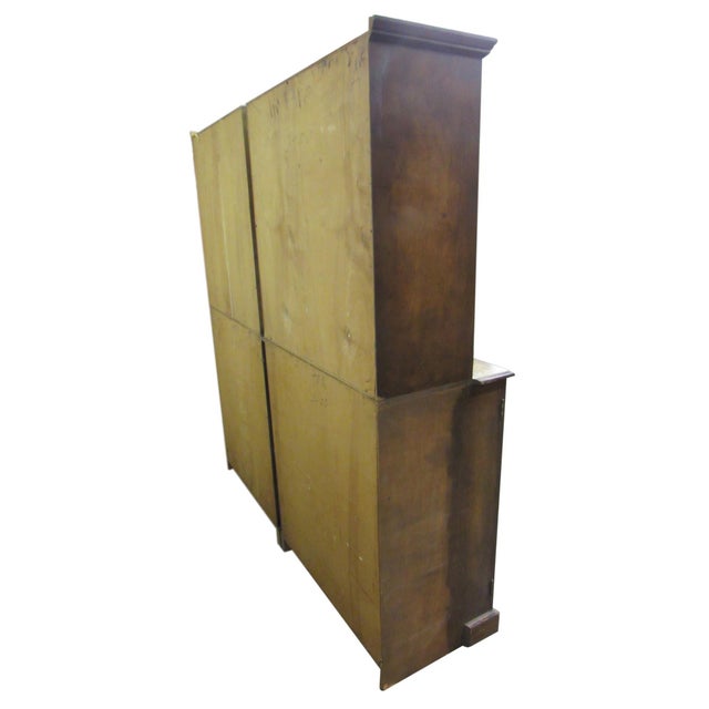Mid 20th Century Pair of Traditional Two Section Wooden Storage Cabinets For Sale - Image 9 of 9