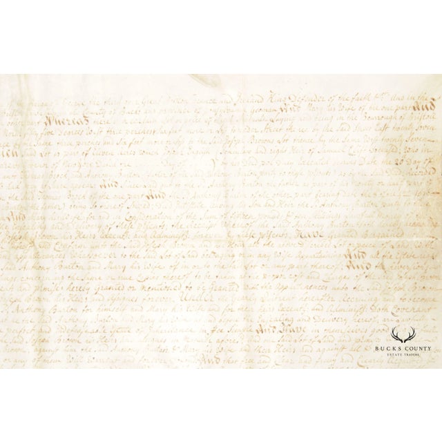 Antique 18th Century Bucks County PA Indenture Deed, Custom Framed