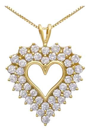 14K Yellow Gold Plated .925 Sterling Silver 4.0 Cttw Diamond Two Row Open Heart 18" Pendant Necklace (K-L Color, I1-I2 Clarity)