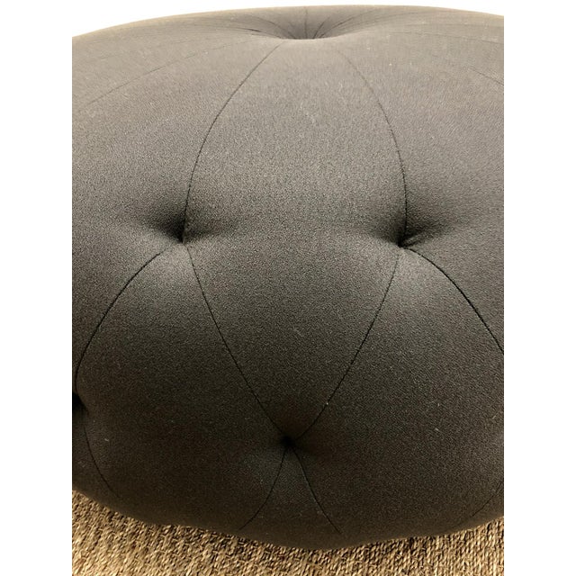 Cisco Brothers Round Upholstered Pouf Ottoman With Graphite Grey Wool Boucle For Sale In Charleston - Image 6 of 8